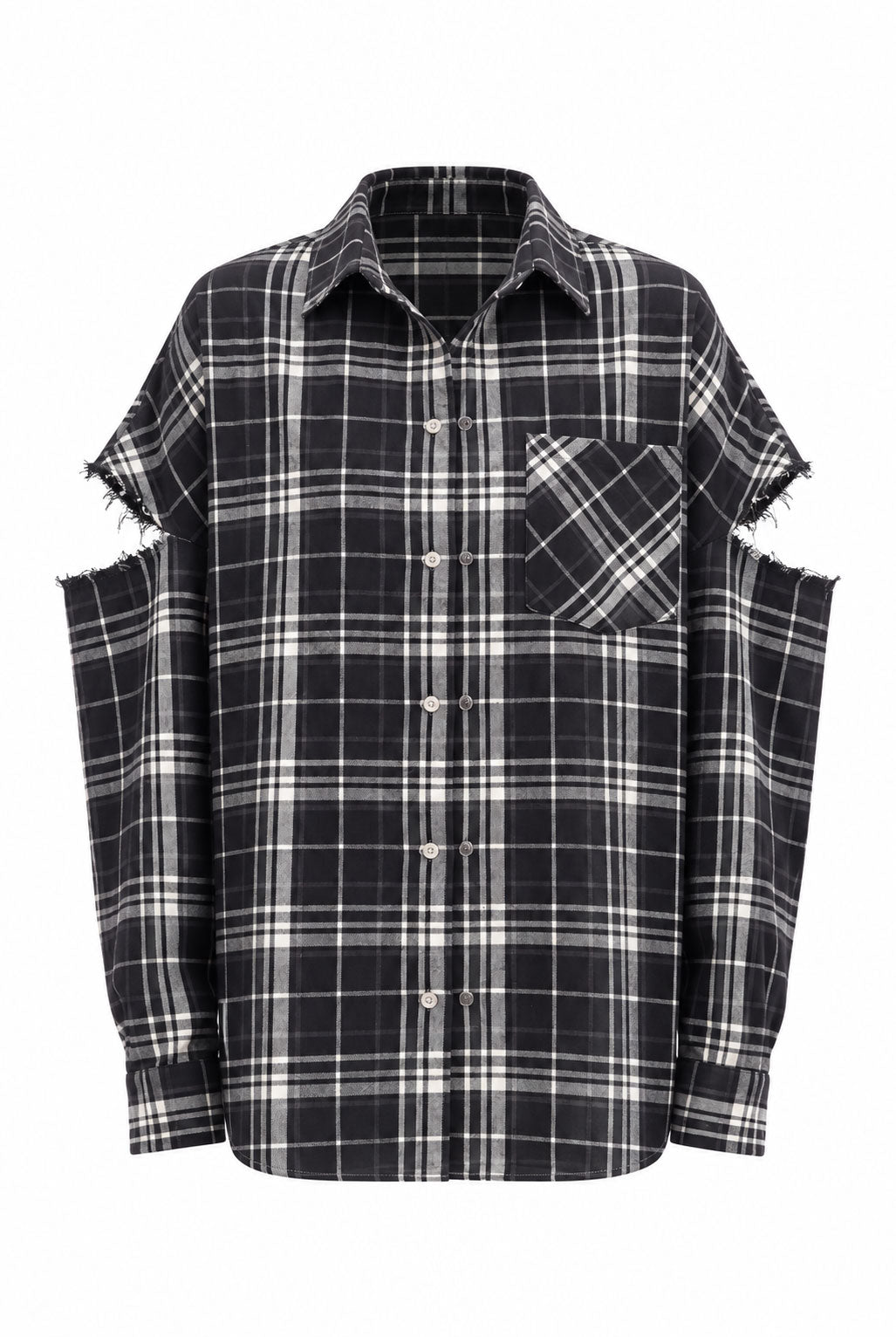 Fragmented Sleeves Shirt B/W