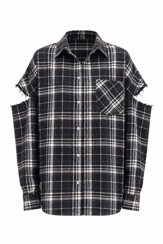 Fragmented Sleeves Shirt B/W