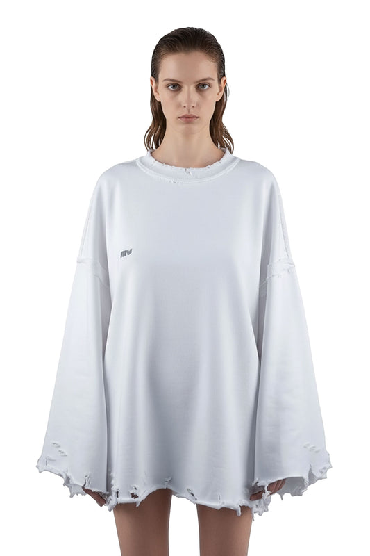 Dystopia White Oversized Sweater
