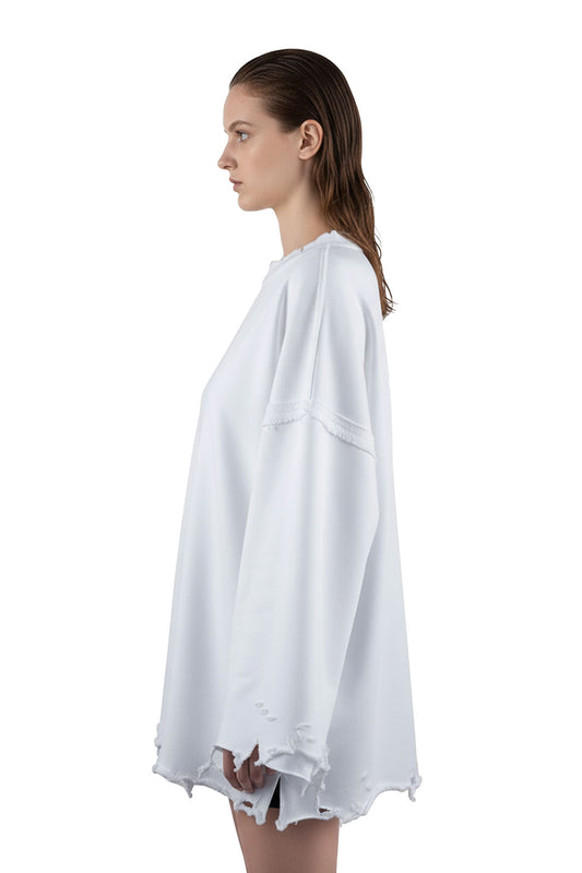 Dystopia White Oversized Sweater - MYS