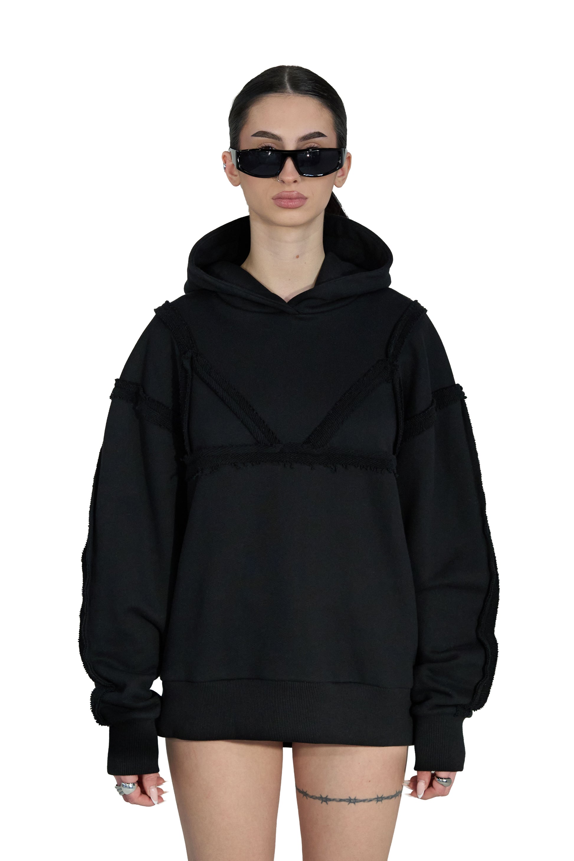 Bra Overlay Black Hoodie - MYS