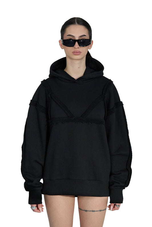 Bra Overlay Black Hoodie - MYS