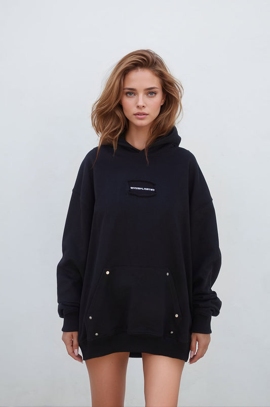 Black Hoodie Hidden Logo