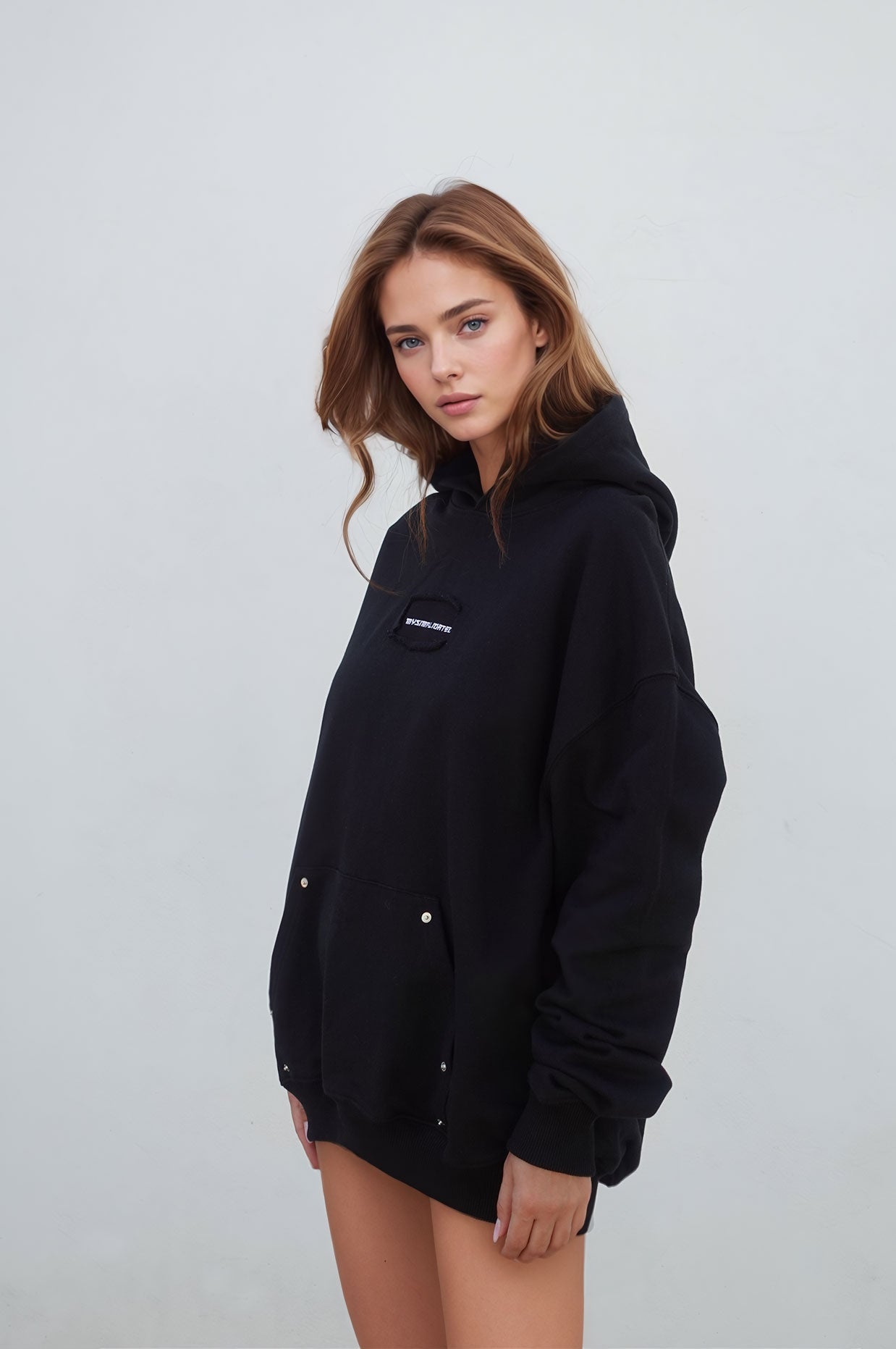 Black Hoodie Hidden Logo