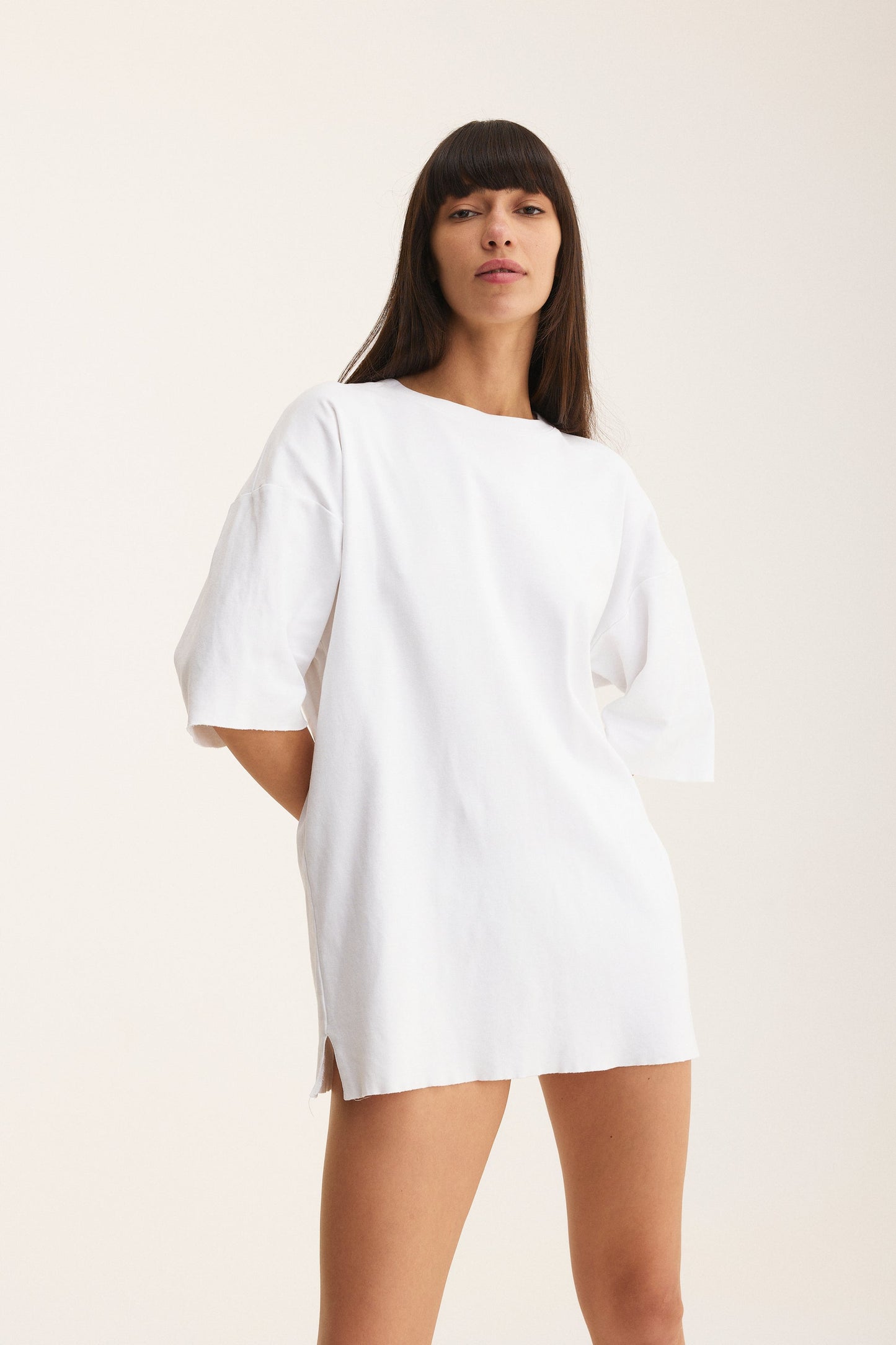 Oversized Cotton White T-shirt Focus