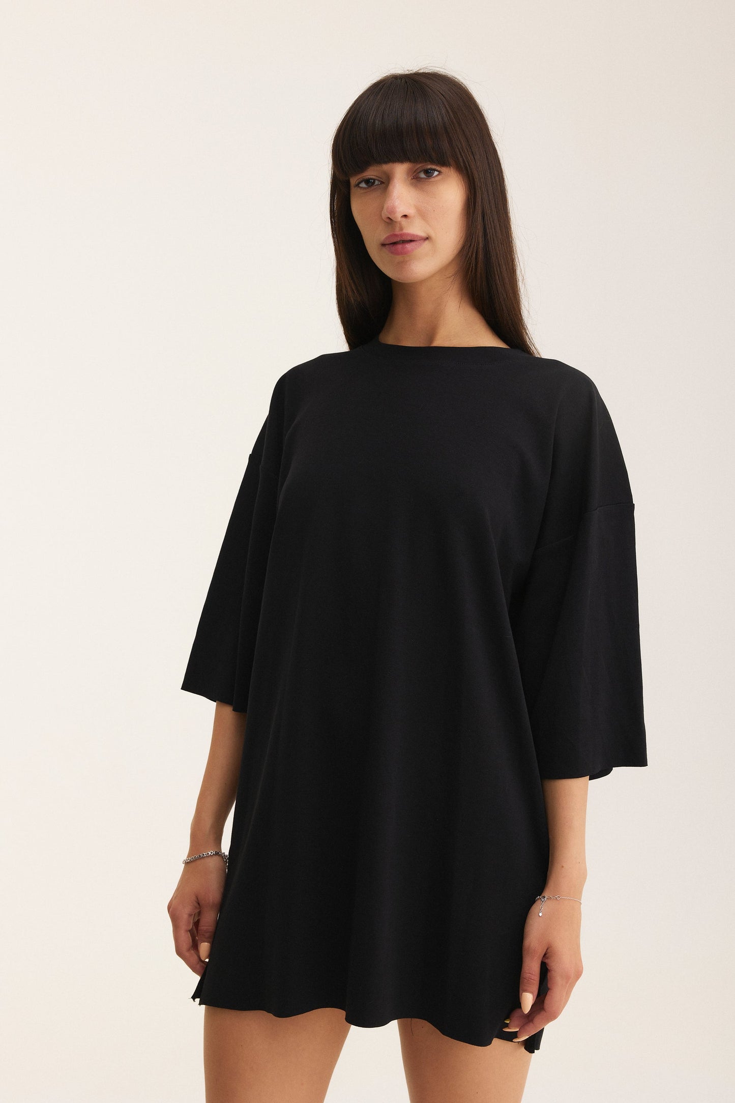 Oversized Cotton Black T-shirt Focus