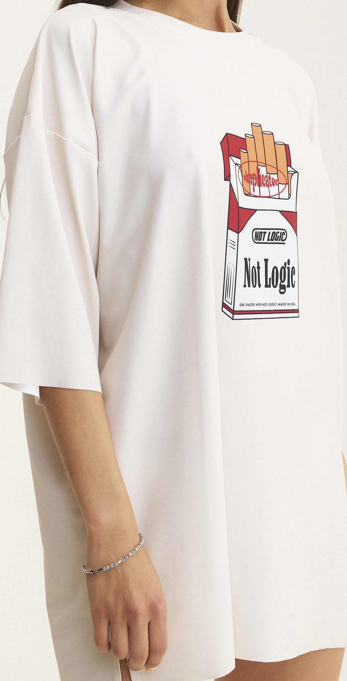 Ivory Oversized T-Shirt Not Logic - mysimplicated