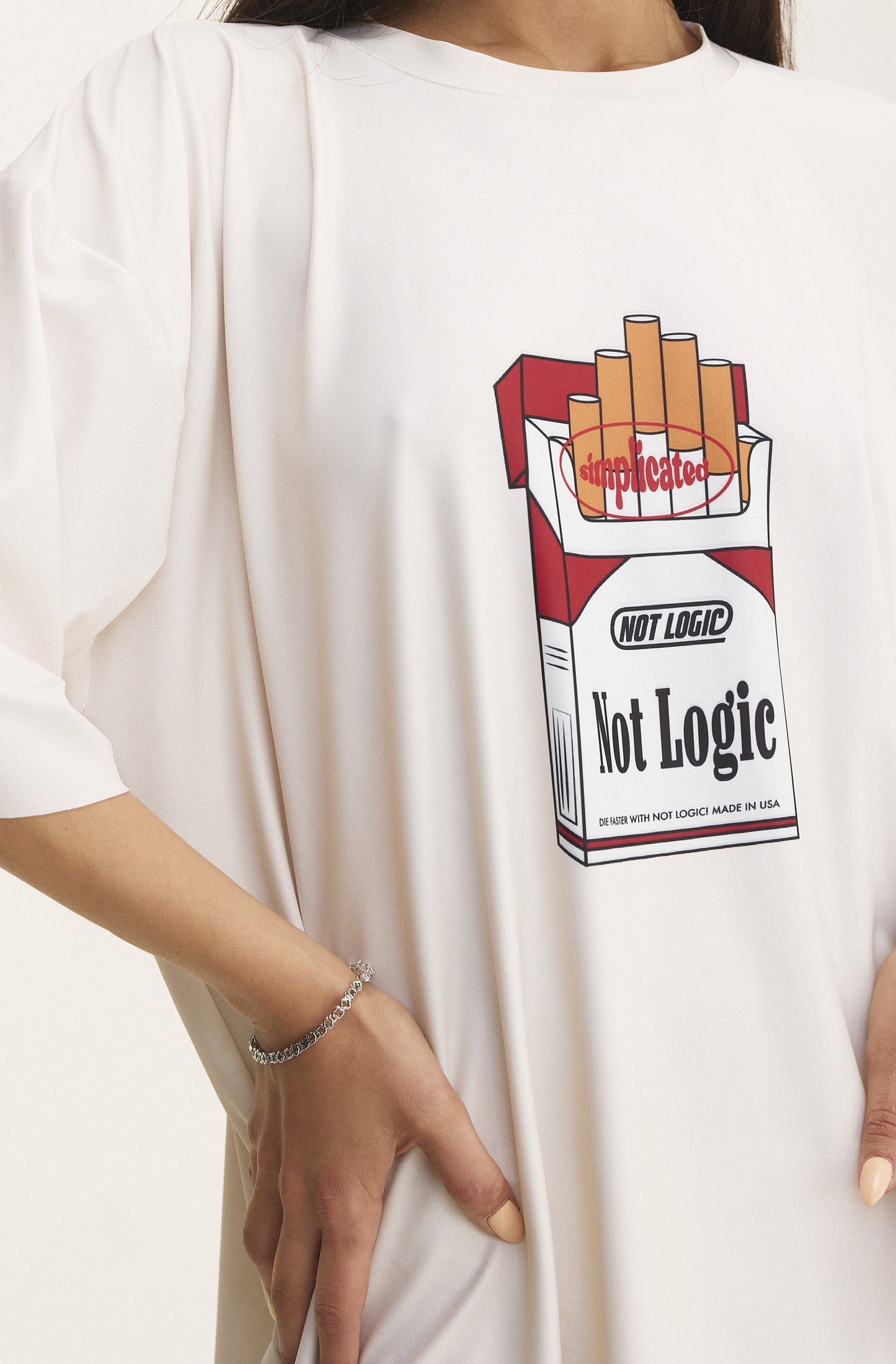 Ivory Oversized T-Shirt Not Logic - mysimplicated