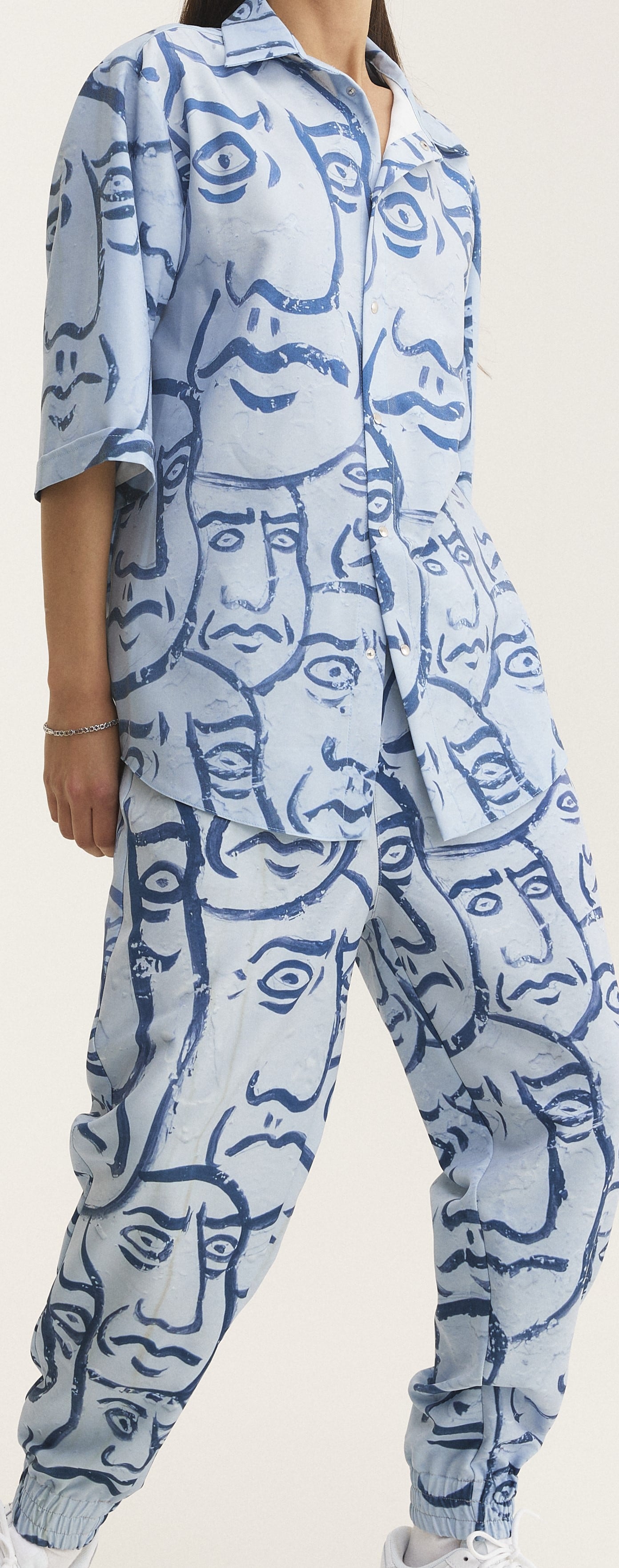 Short Sleeve Shirt & Pants Set Faces (recycled fabric) - mysimplicated