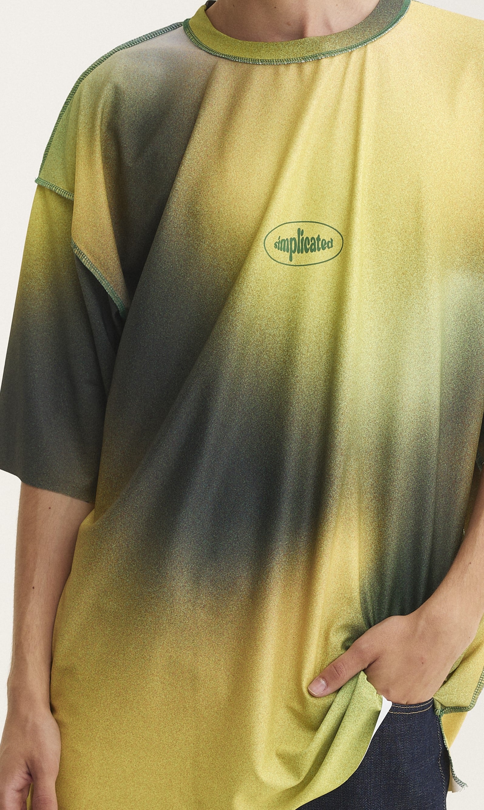 Oversized T-Shirt yellow & green (seam-details) - mysimplicated