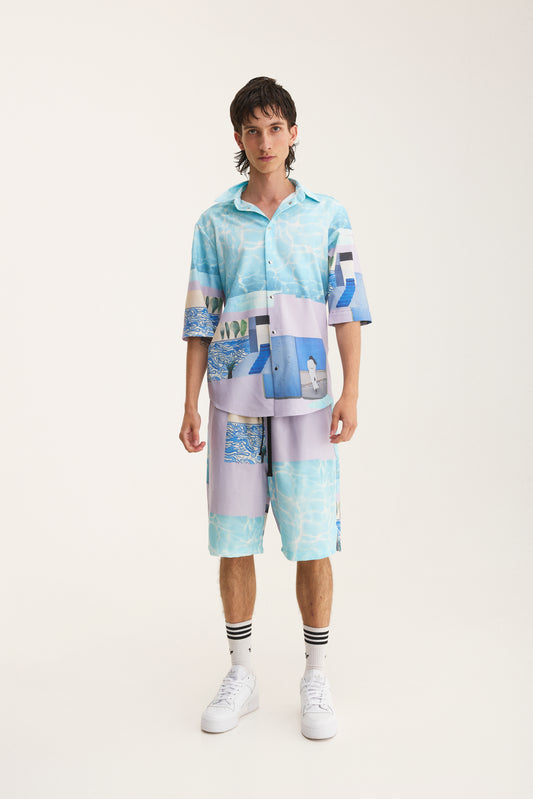Short Sleeve Shirt & Bermuda Set Water (recycled fabric)