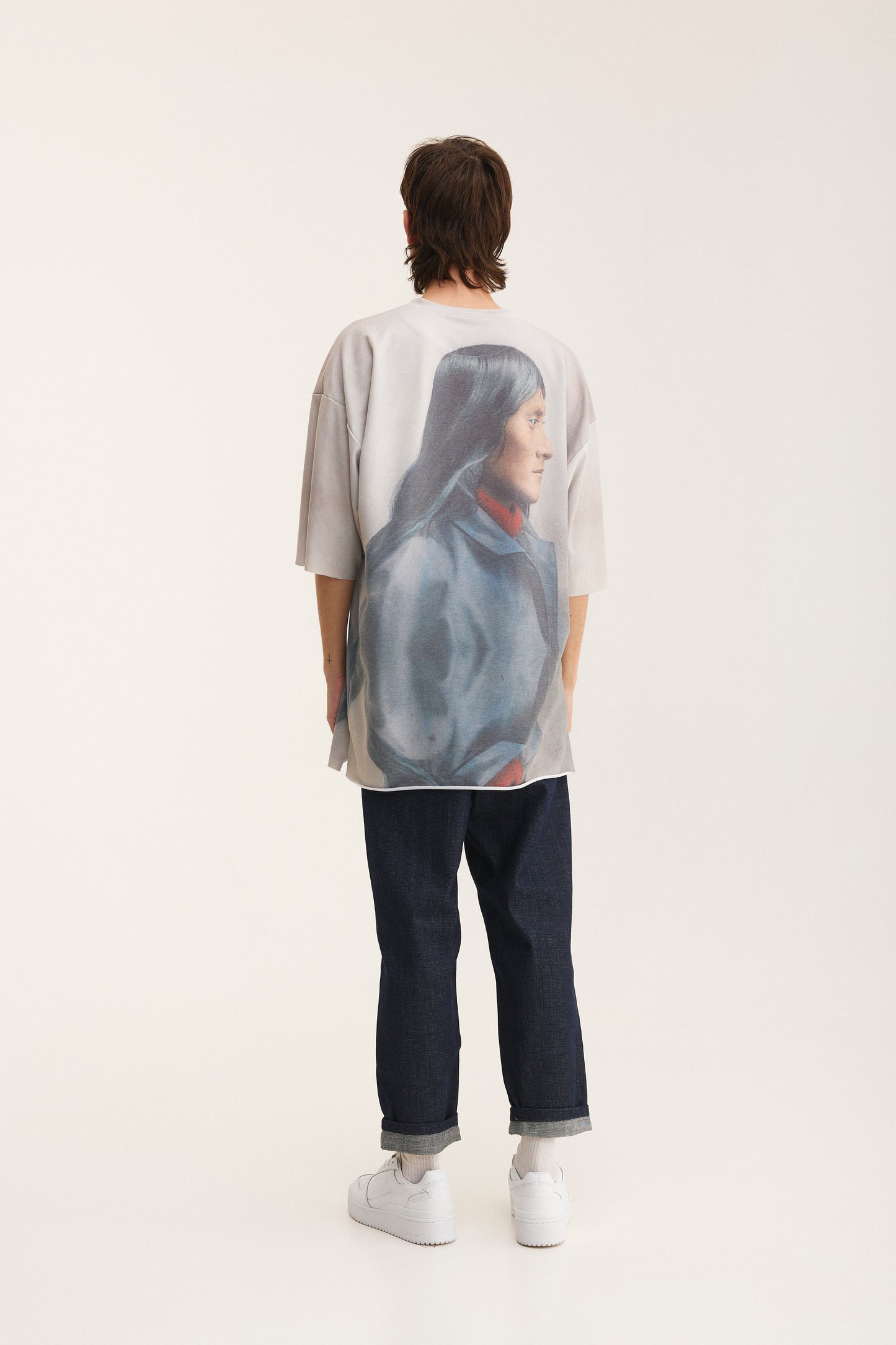 Oversized Full Print T-shirt Beige