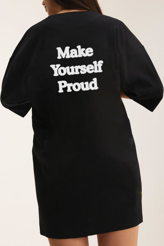 Oversized Cotton Black T-shirt Proud - mysimplicated