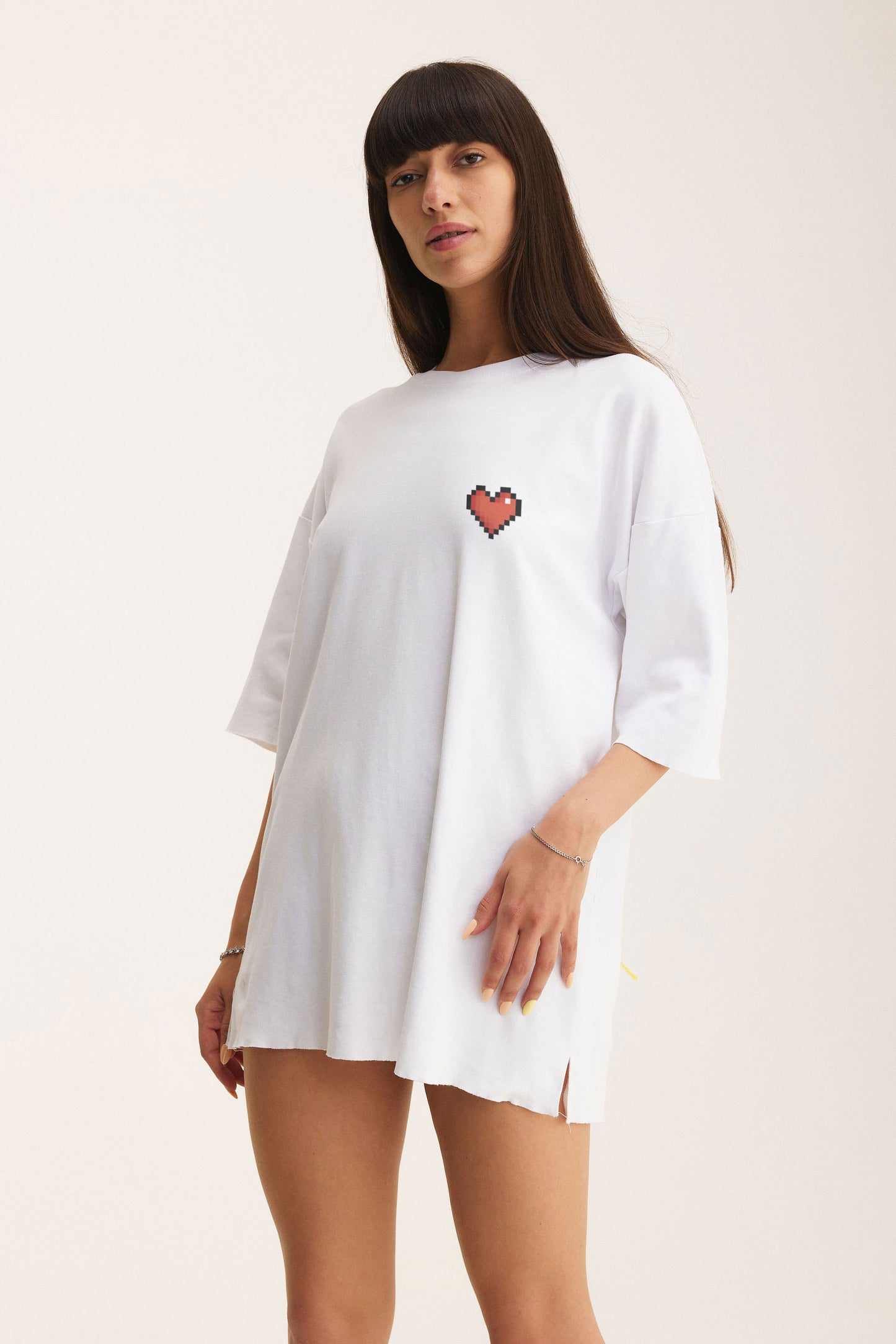 Oversized Cotton White T-shirt Love