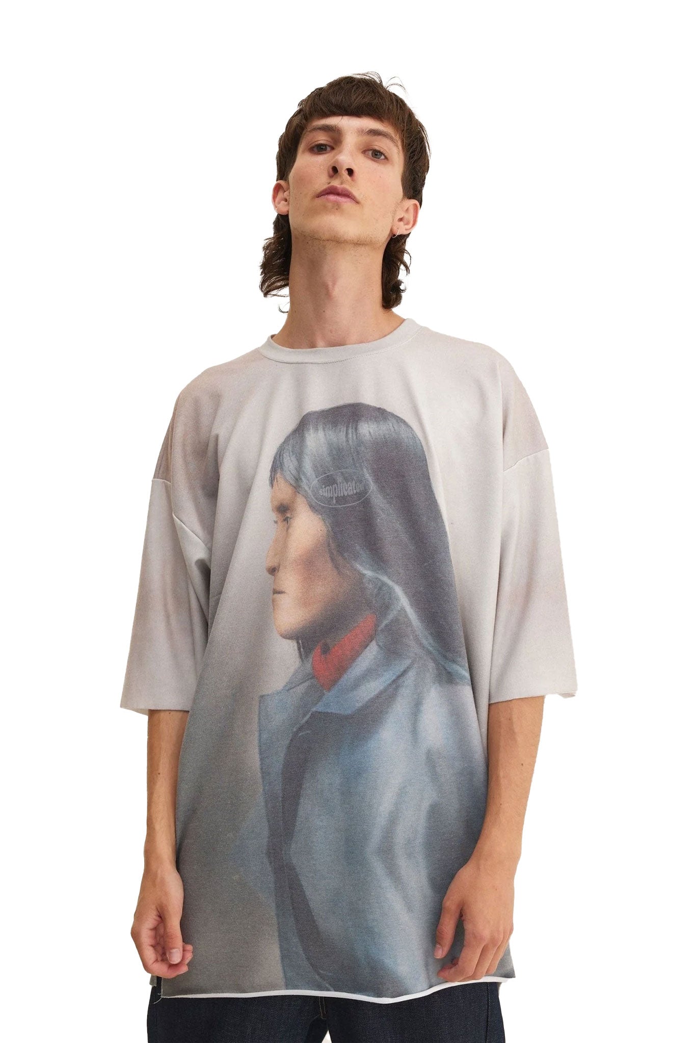 Oversized Full Print T-shirt Beige - MYS