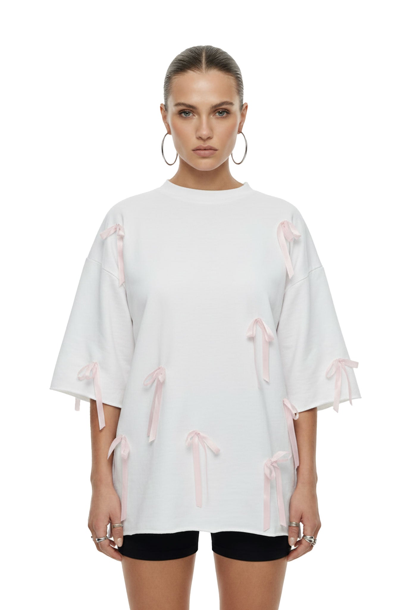 Oversized White Ribbon T-shirt - MYS