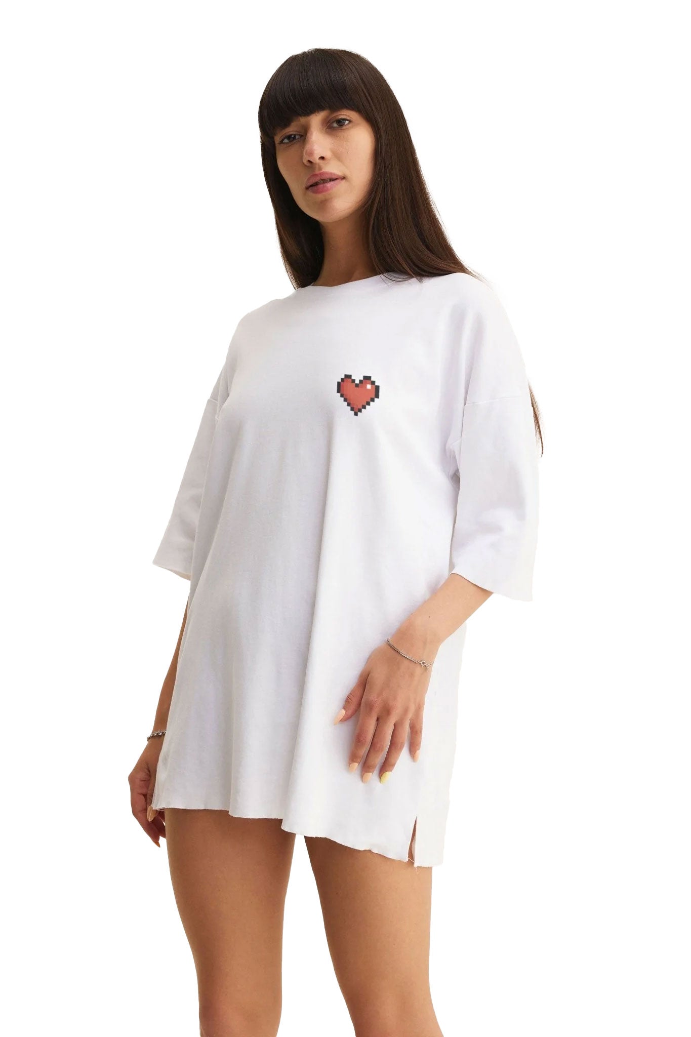 Tricou supradimensionat din bumbac alb Love