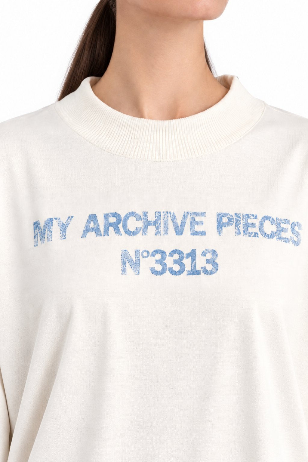 Archive Pieces Longsleeve - washed chest print and ribbed neckband detail