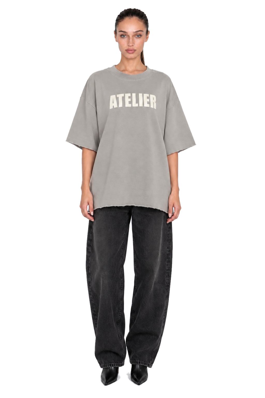 Atelier Grey Oversized T-Shirt - full body