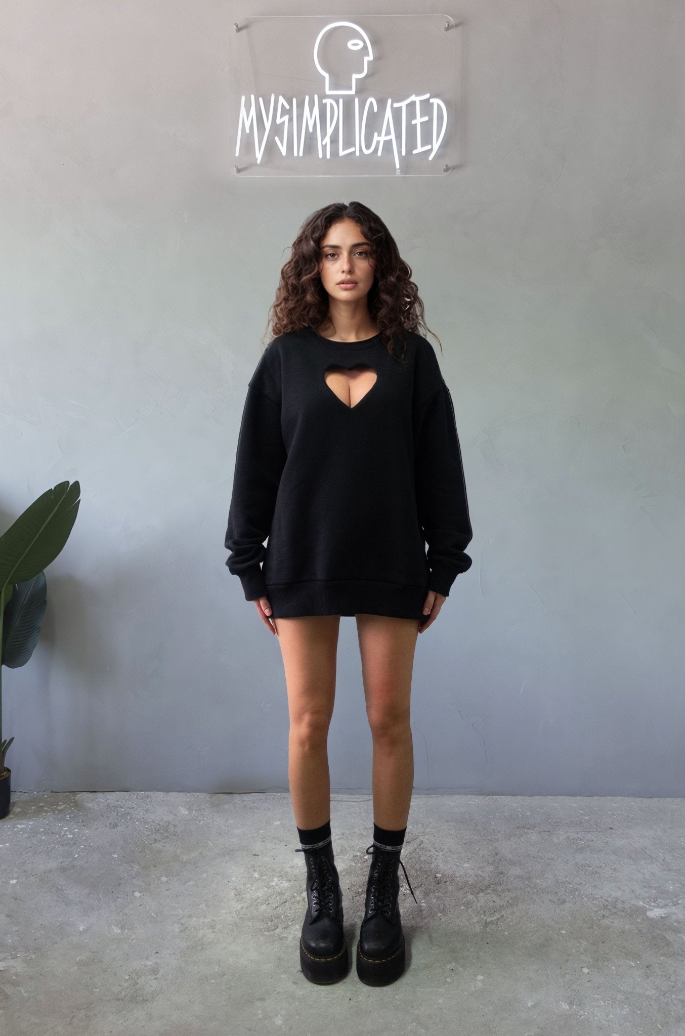 Black Oversized Love Sweater - MYS