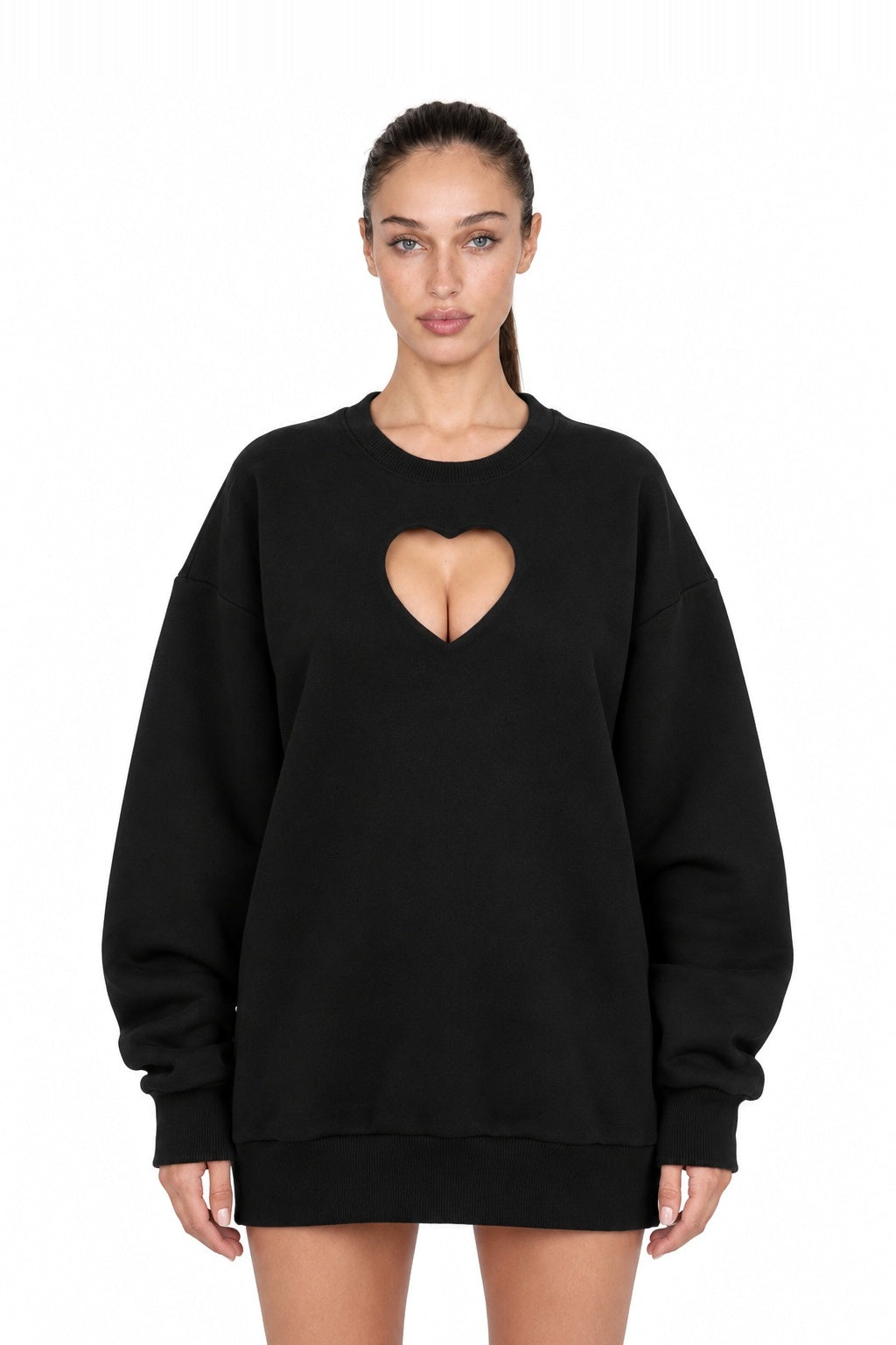 Black Oversized Love Sweater – front