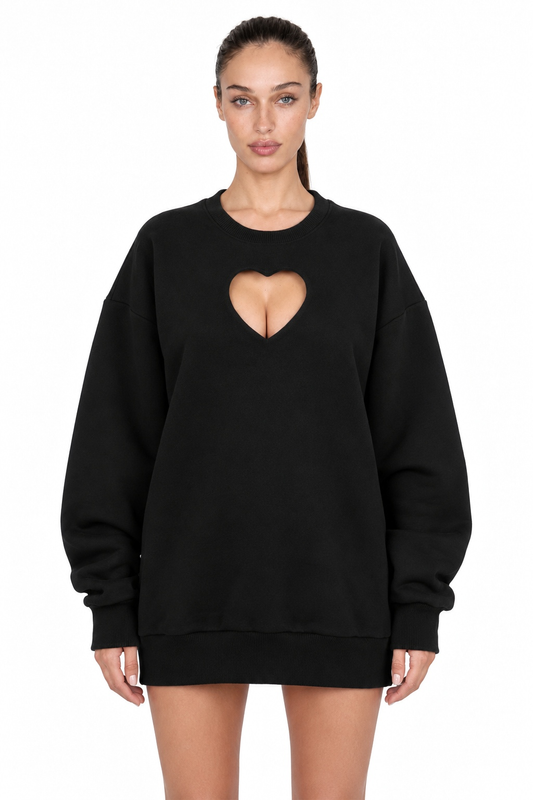 Black Oversized Love Sweater – front