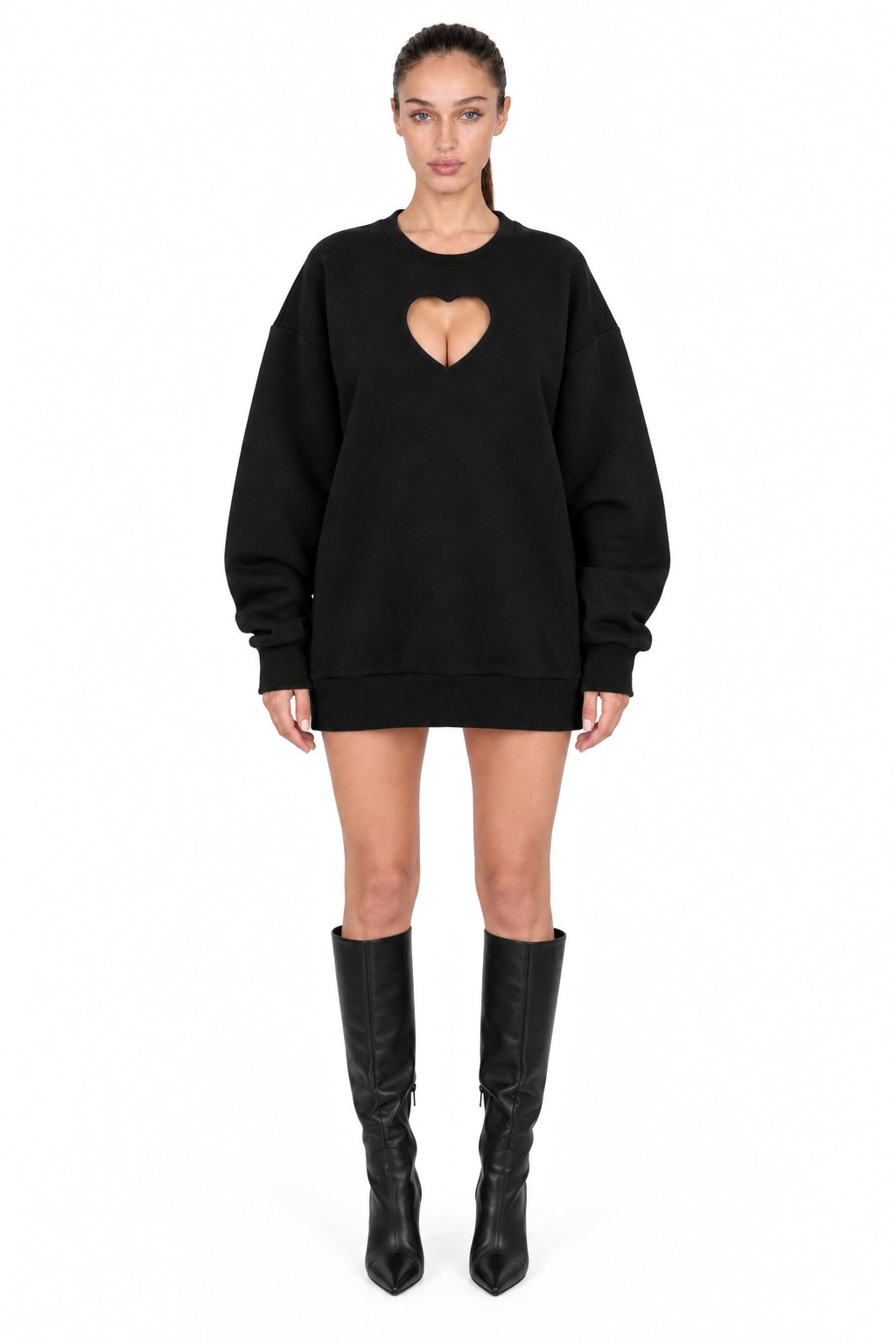 Black Oversized Love Sweater – full look