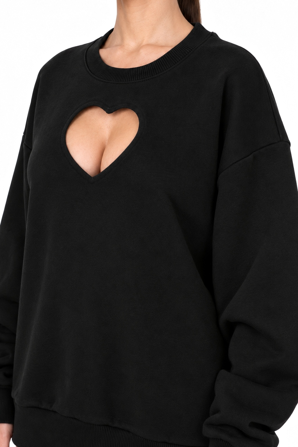Black Oversized Love Sweater – close-up