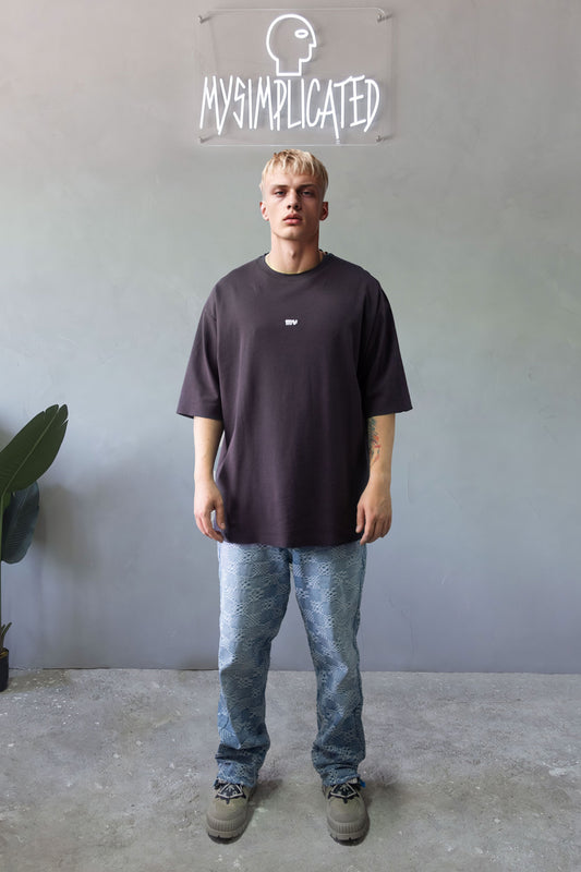 Purple Charcoal Oversized Basic T-shirt - MYS