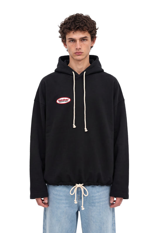 Cloud Drawstring Black Hoodie men - front