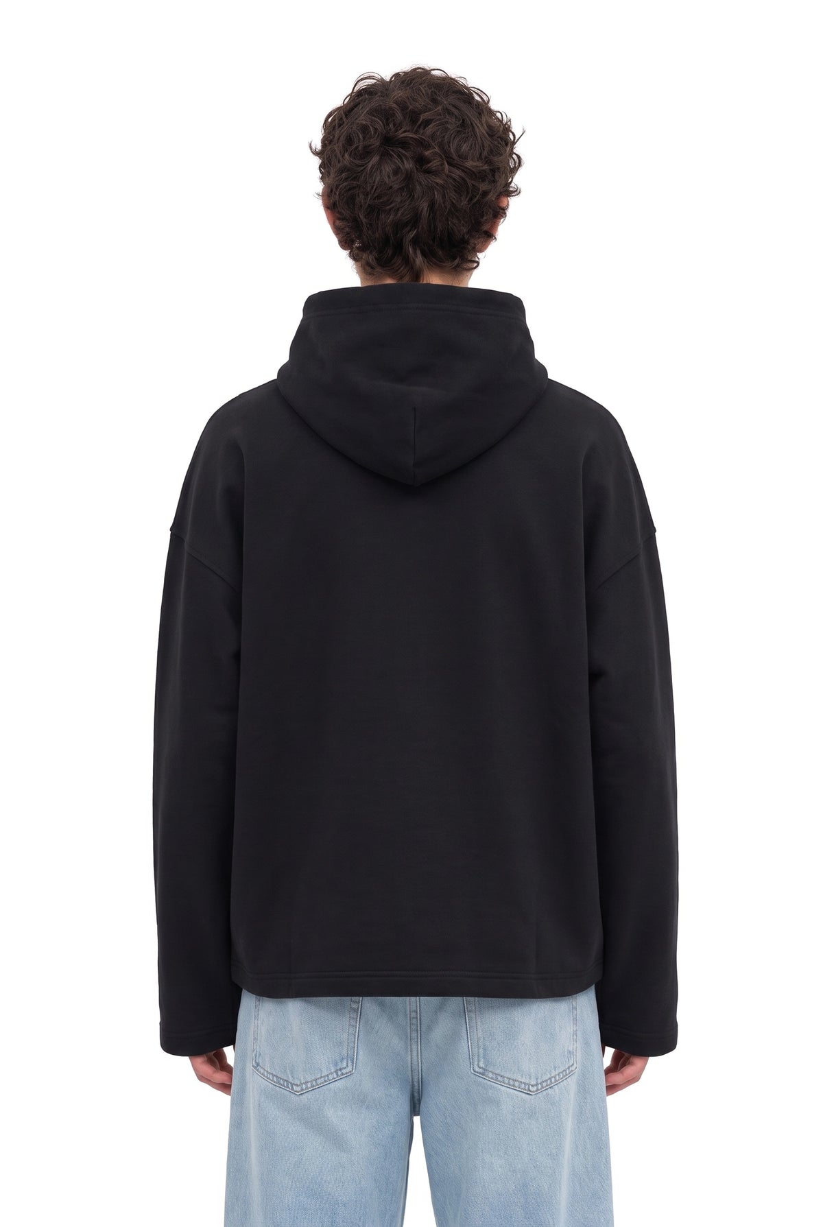 Cloud Drawstring Black Hoodie men - back