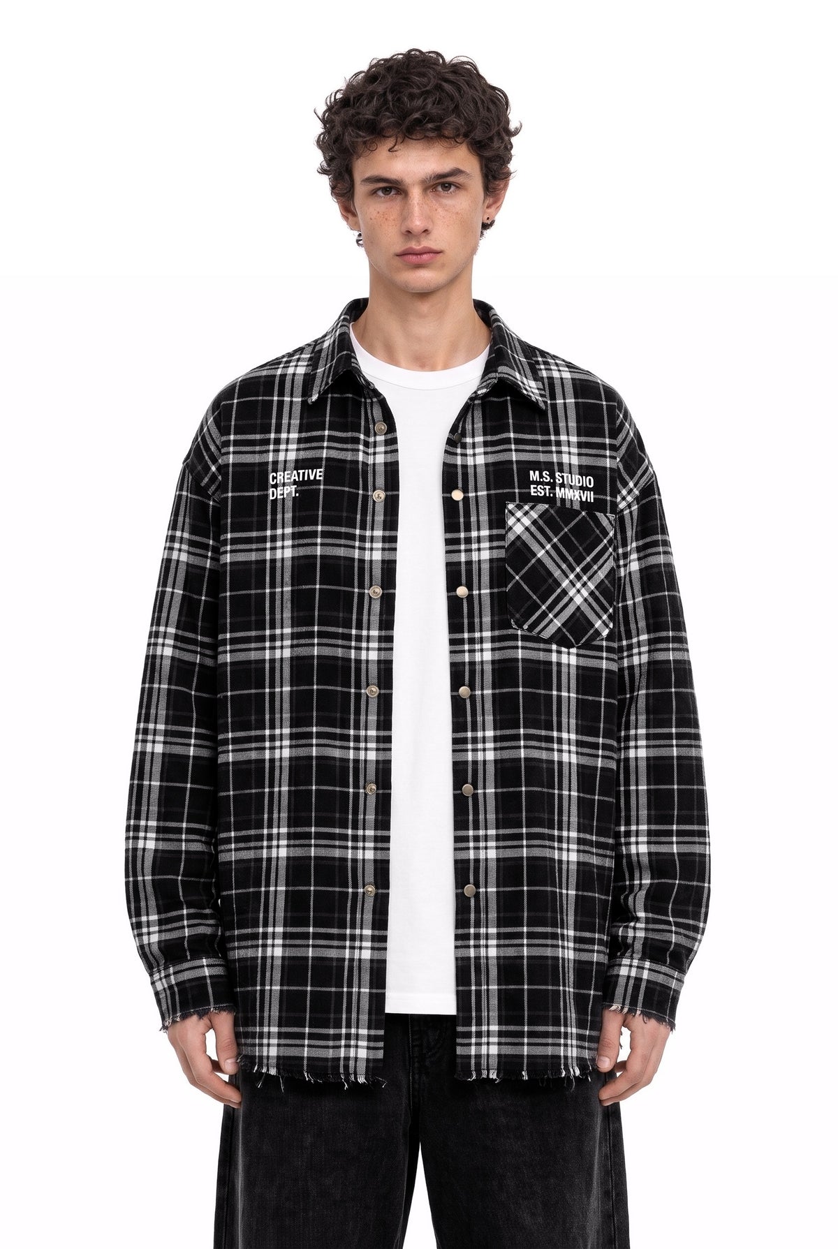 Complex Minds B/W Checkered Shirt – front