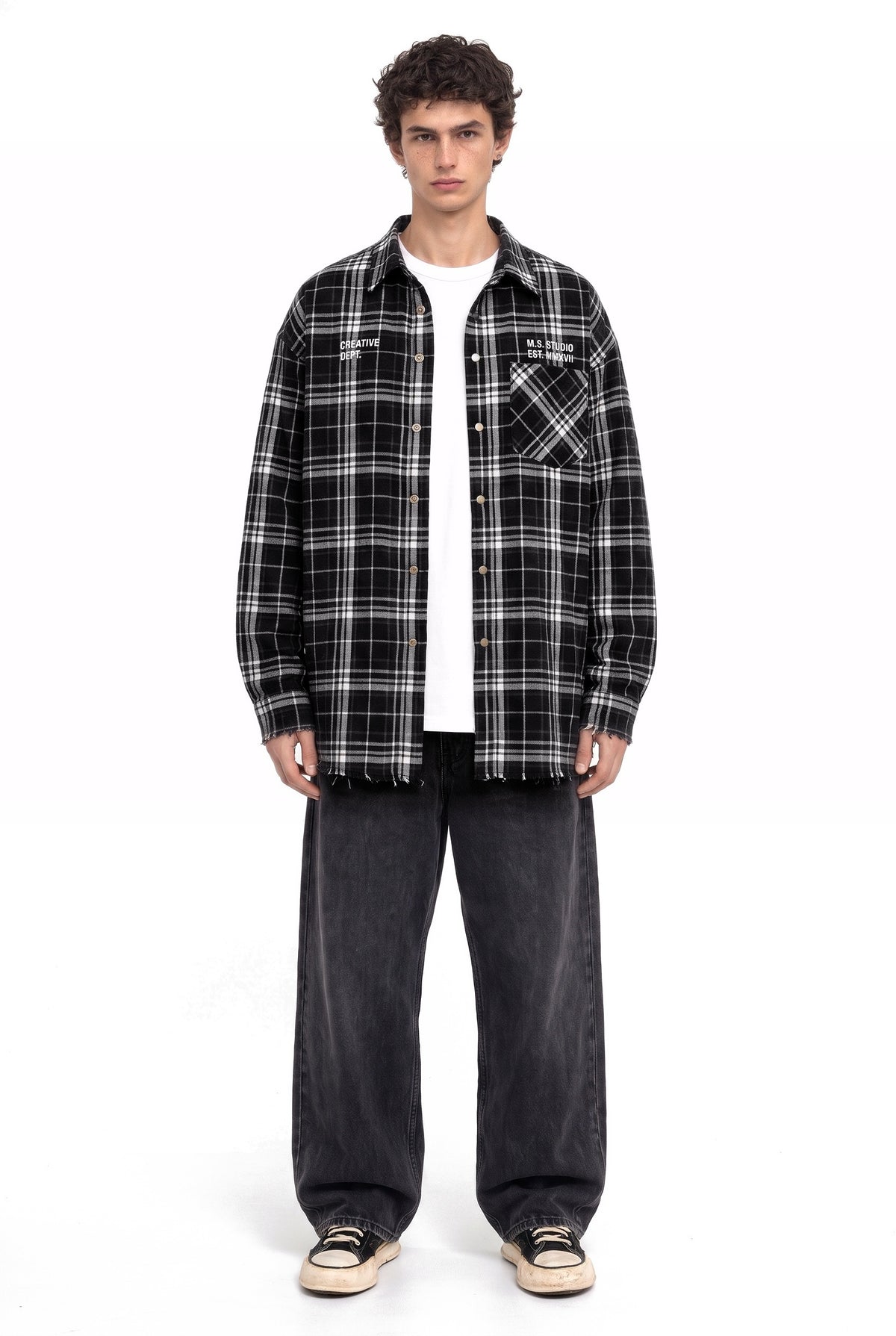 Complex Minds B/W Checkered Shirt – full body