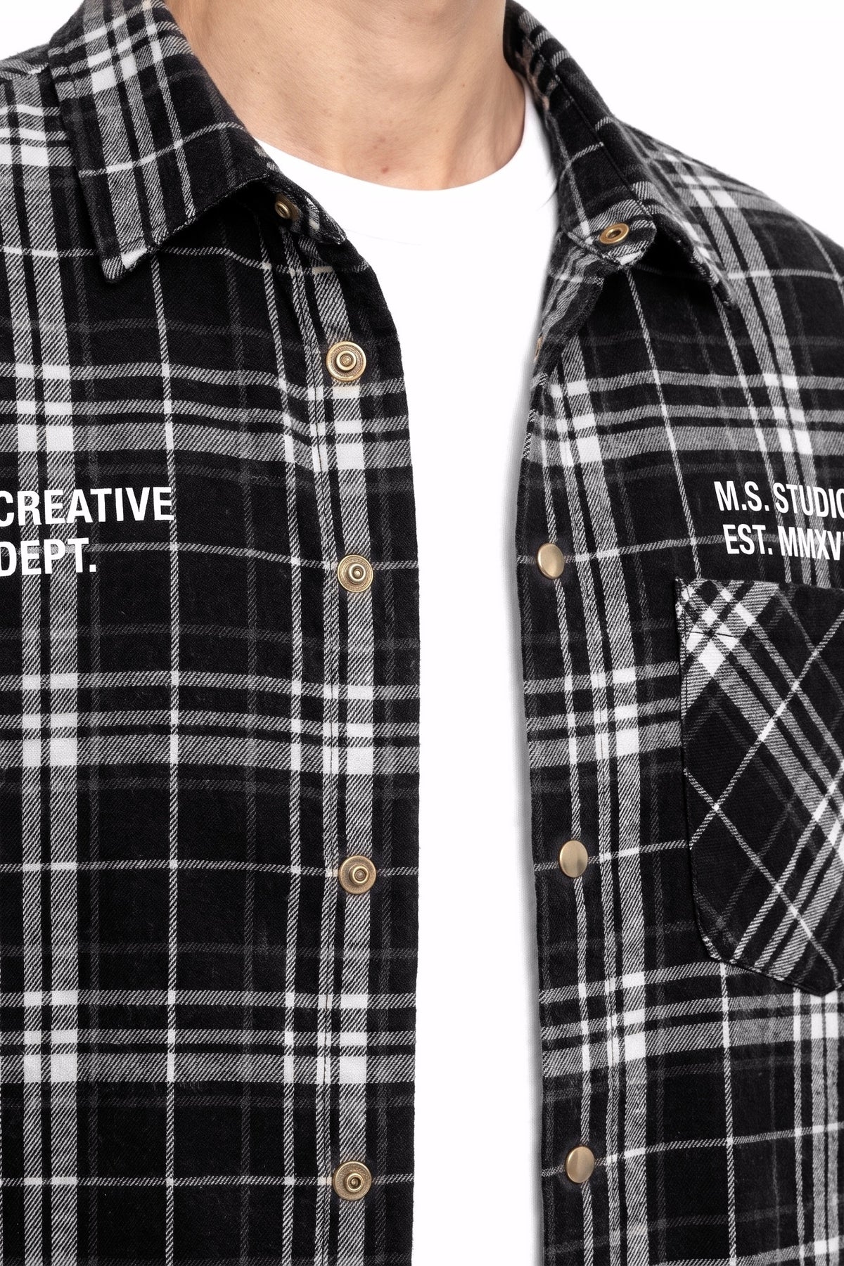 Complex Minds B/W Checkered Shirt – detail
