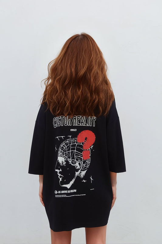 Oversized Cotton Black T-shirt Custom Reality