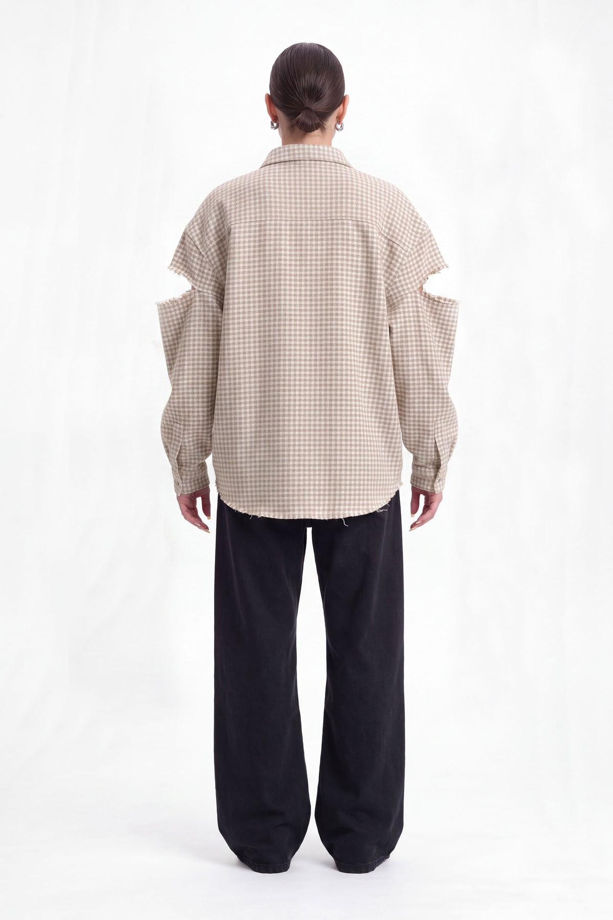 Fragmented Sleeves Shirt Cream