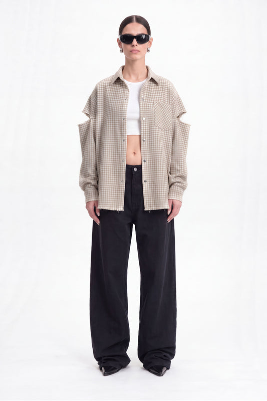 Fragmented Sleeves Shirt Cream