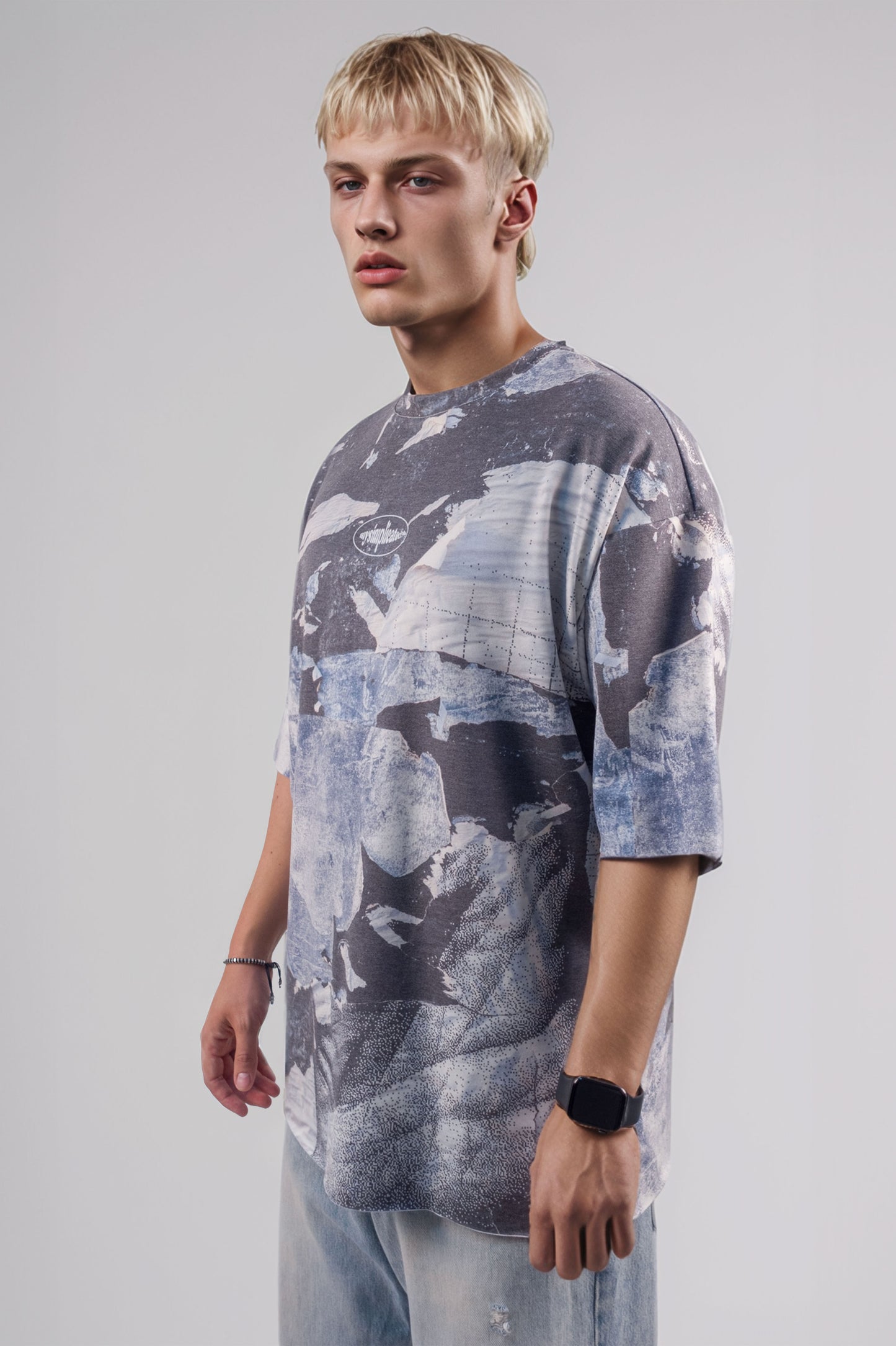 Oversized Full Print T-shirt Distorted