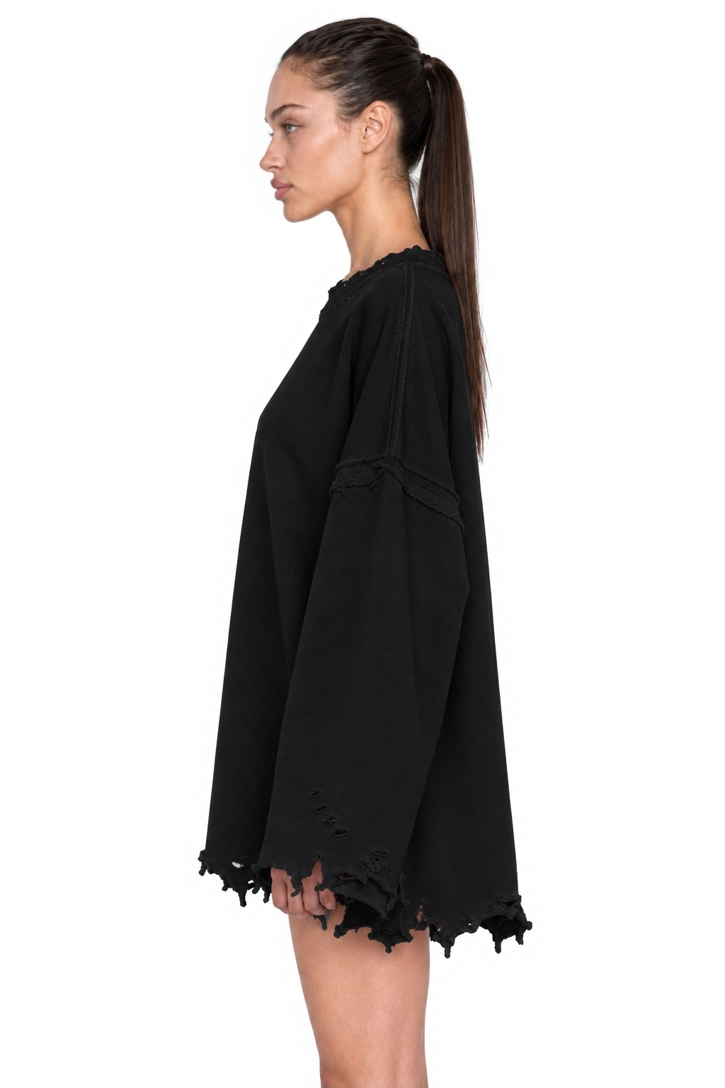Dystopia Black Oversized Sweater - side