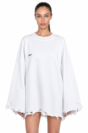 Dystopia White Oversized Sweater – front