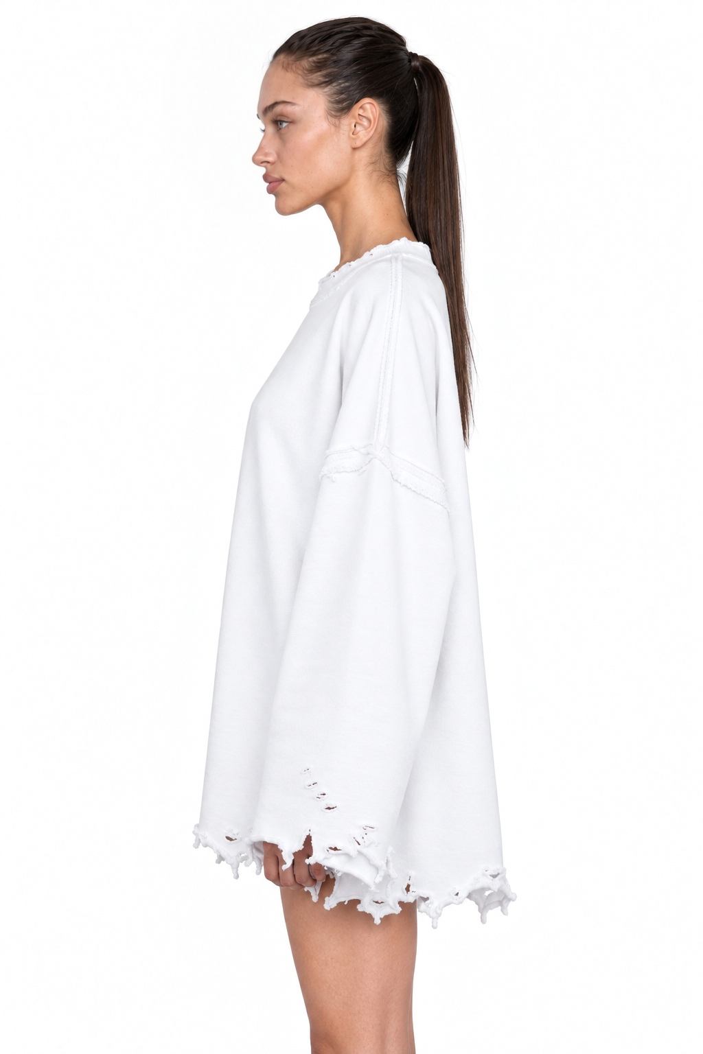 Dystopia White Oversized Sweater – side