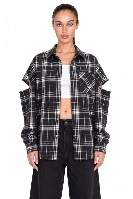 Fragmented Sleeves Shirt B/W – front