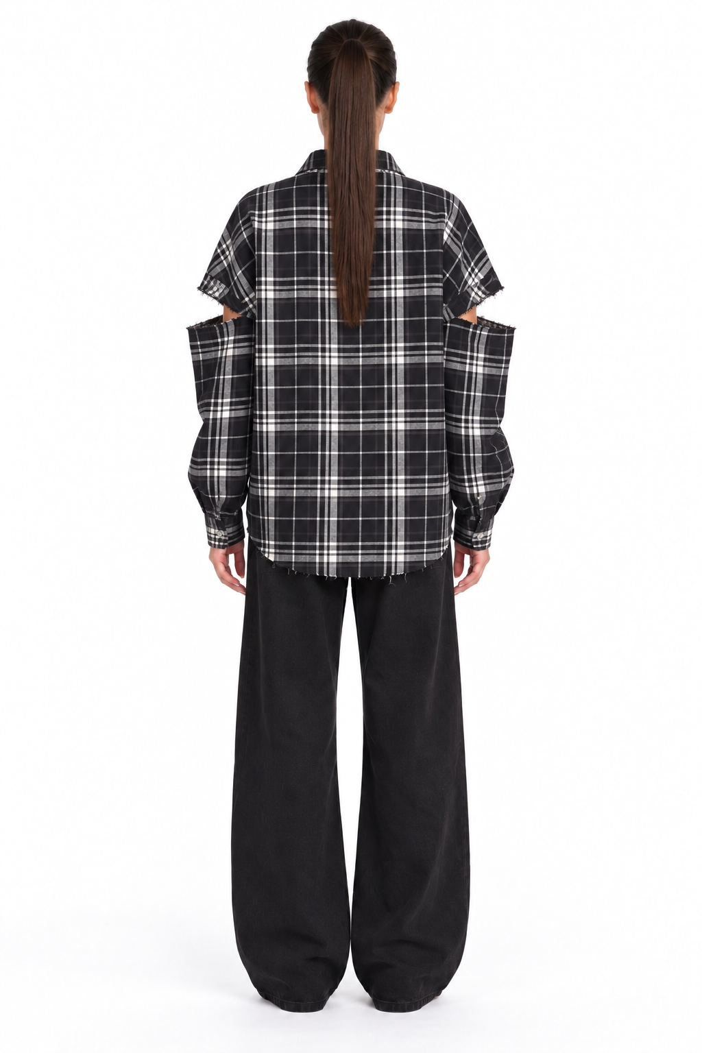Fragmented Sleeves Shirt B/W – back