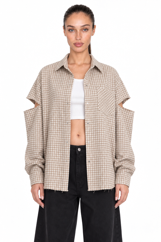 Fragmented Sleeves Shirt Cream – front