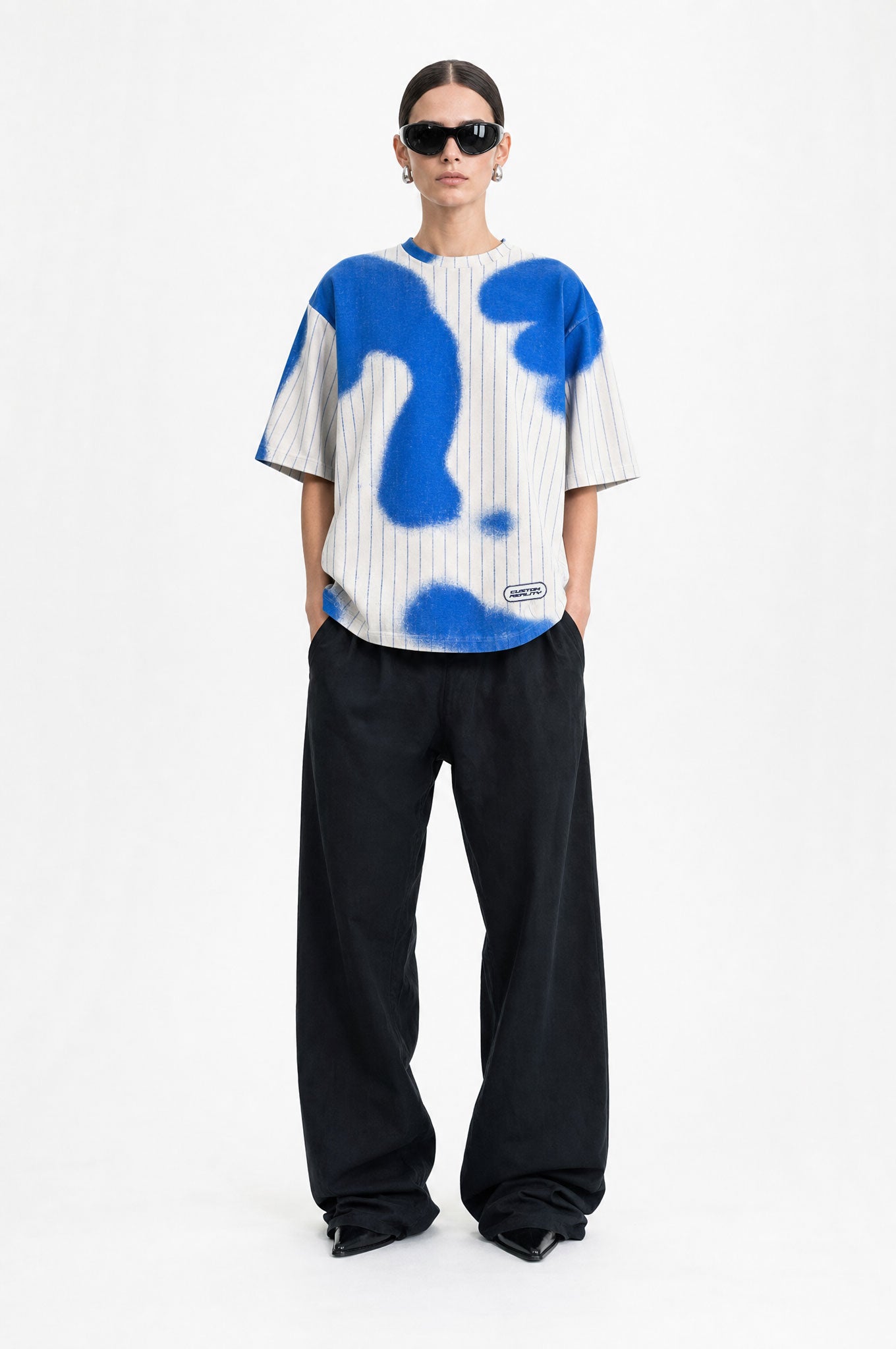 Spray Blue Stripes Oversized T-Shirt