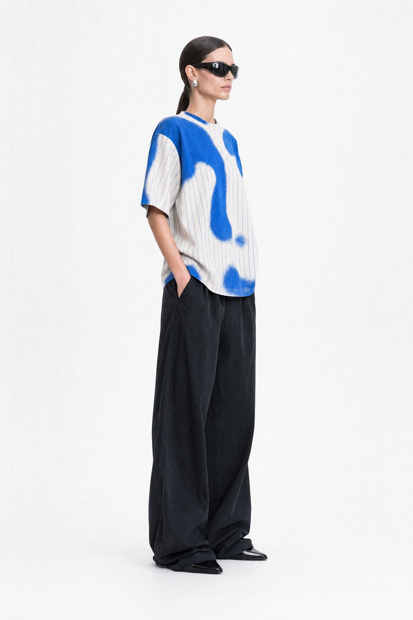 Spray Blue Stripes Oversized T-Shirt