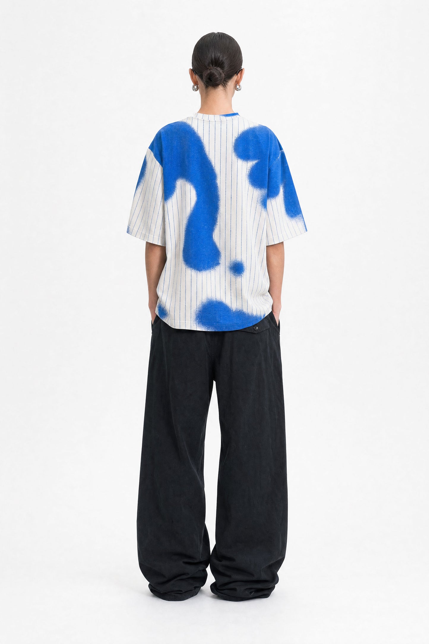 Spray Blue Stripes Oversized T-Shirt