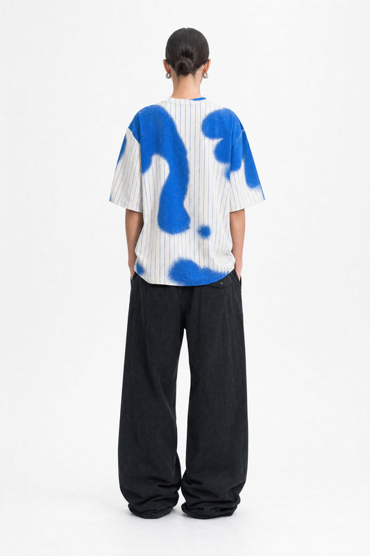 Spray Blue Stripes Oversized T-Shirt — Mysimplicated