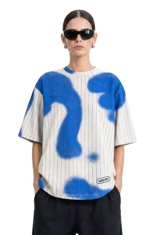 Spray Blue Stripes Oversized T-Shirt