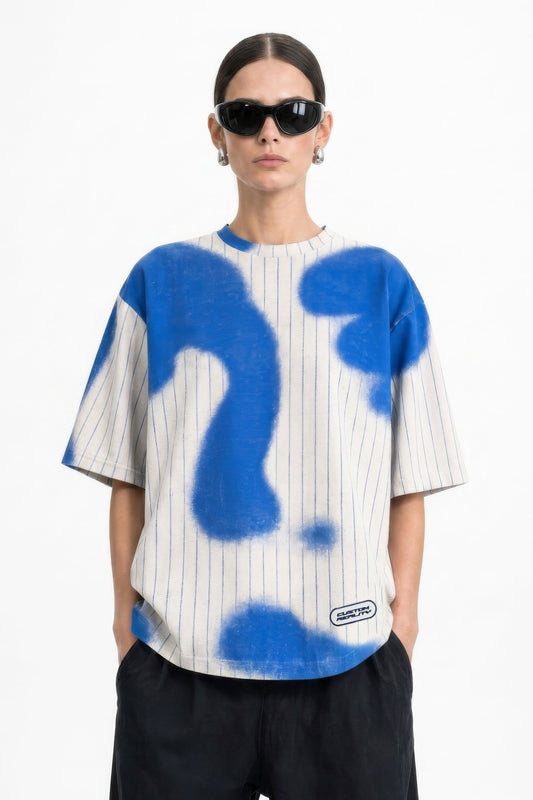 Spray Blue Stripes Oversized T-Shirt